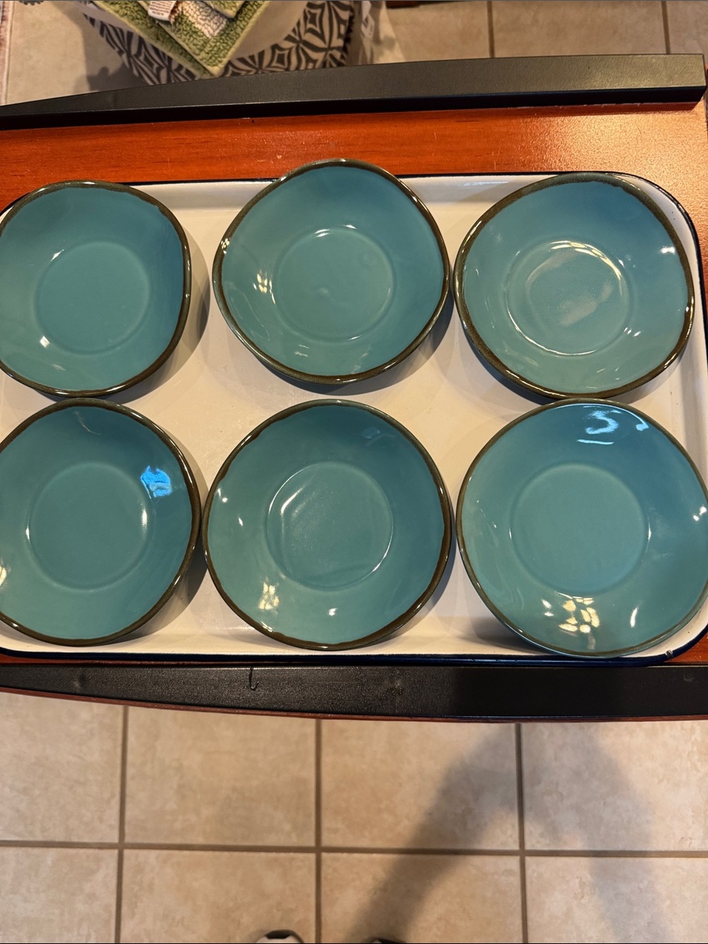 Southern Living At Home Teal Ceramic Dessert Bowls - Set of 6